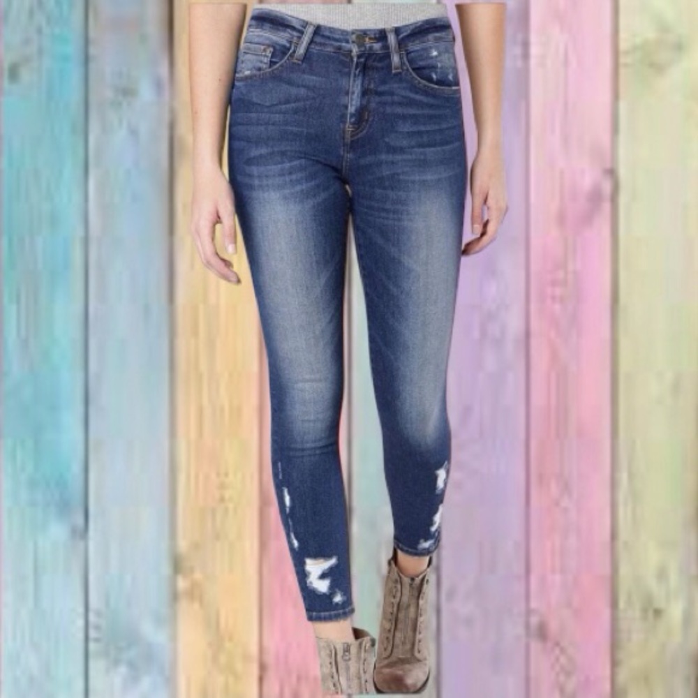 Flying Monkey Blue Denim Distressed Skinny Jeans